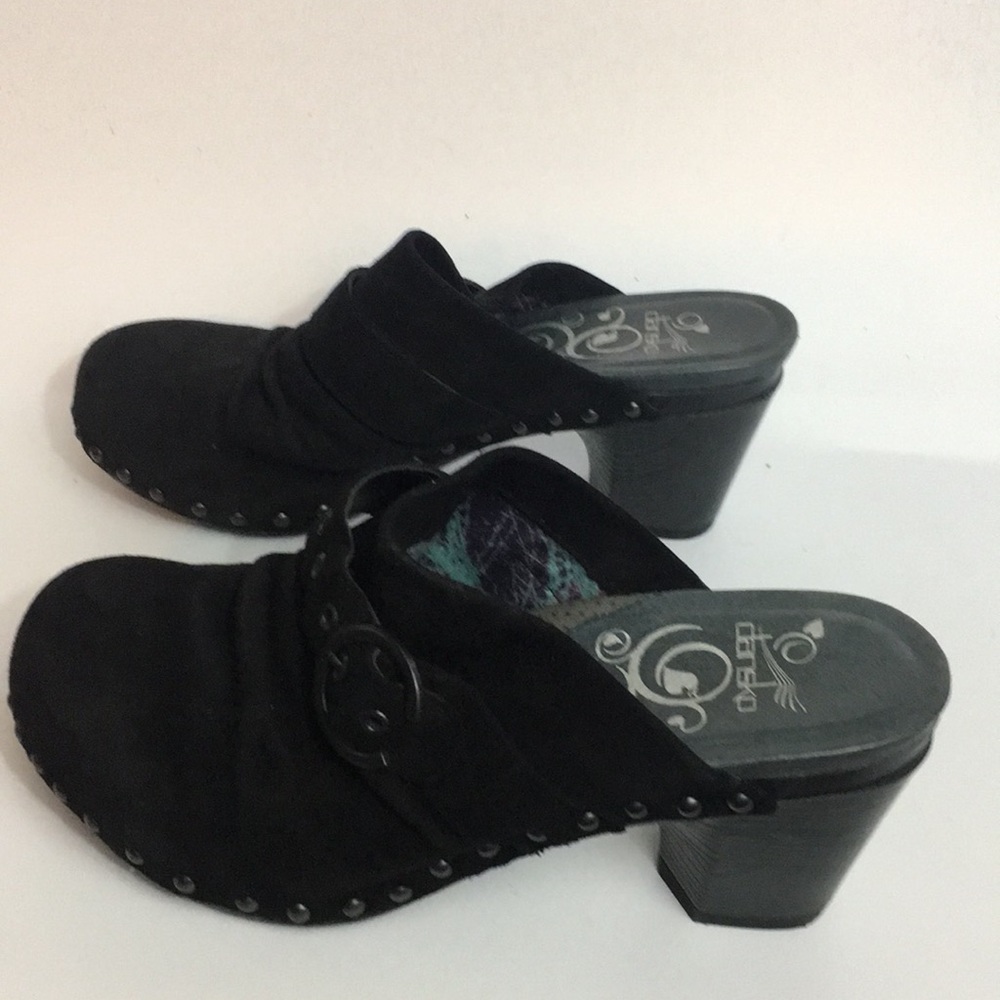 Dansko Black Suede Leather Studded Clogs 38/ 7.5 - Picture 4 of 7